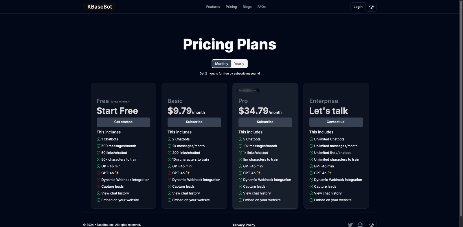 KBaseBot pricing