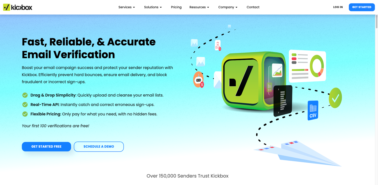 Kickbox Deliverability homepage