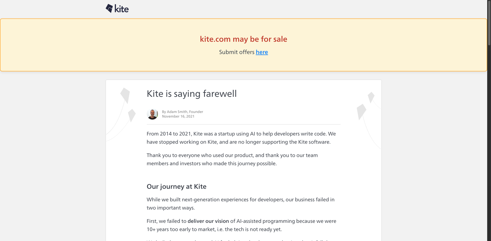 Kite homepage