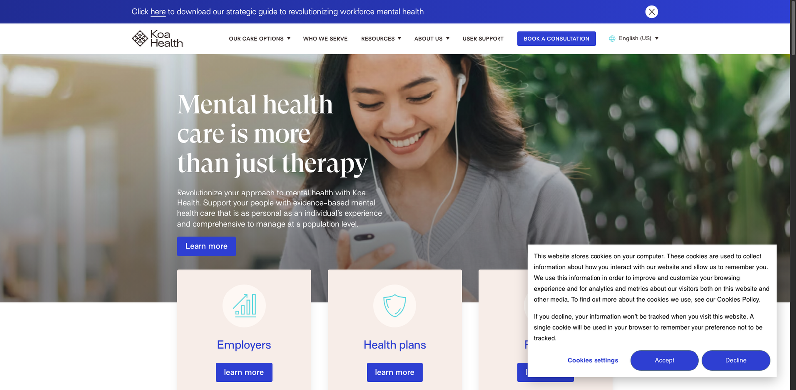 Koa Health homepage