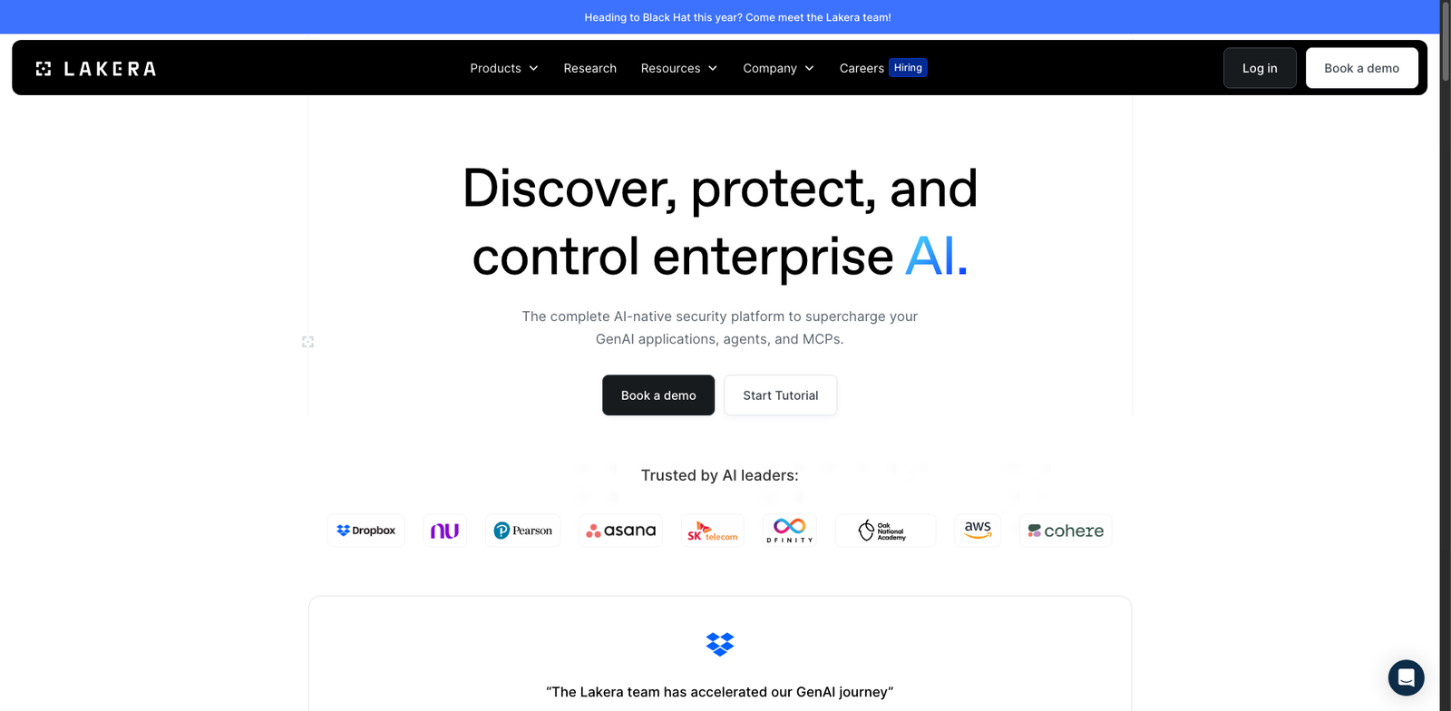 Lakera Guard homepage