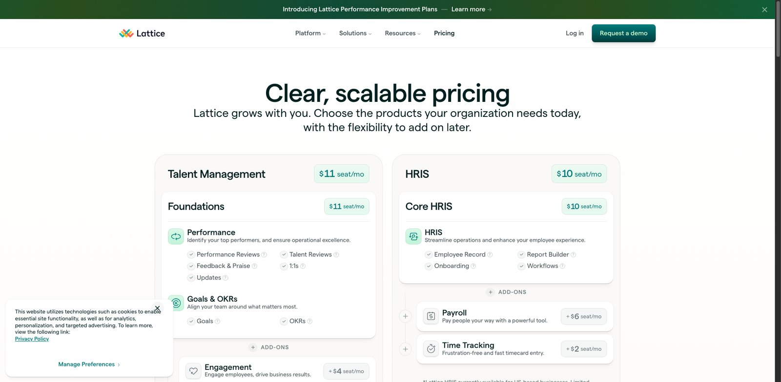 Lattice Performance pricing