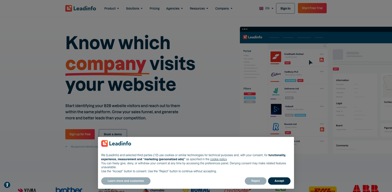 Leadinfo Lead Rank homepage
