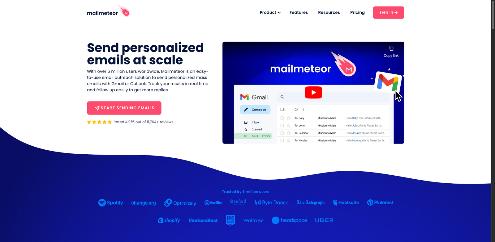 Mailmeteor Sequences homepage