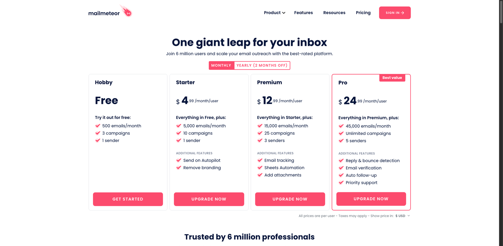 Mailmeteor Sequences pricing