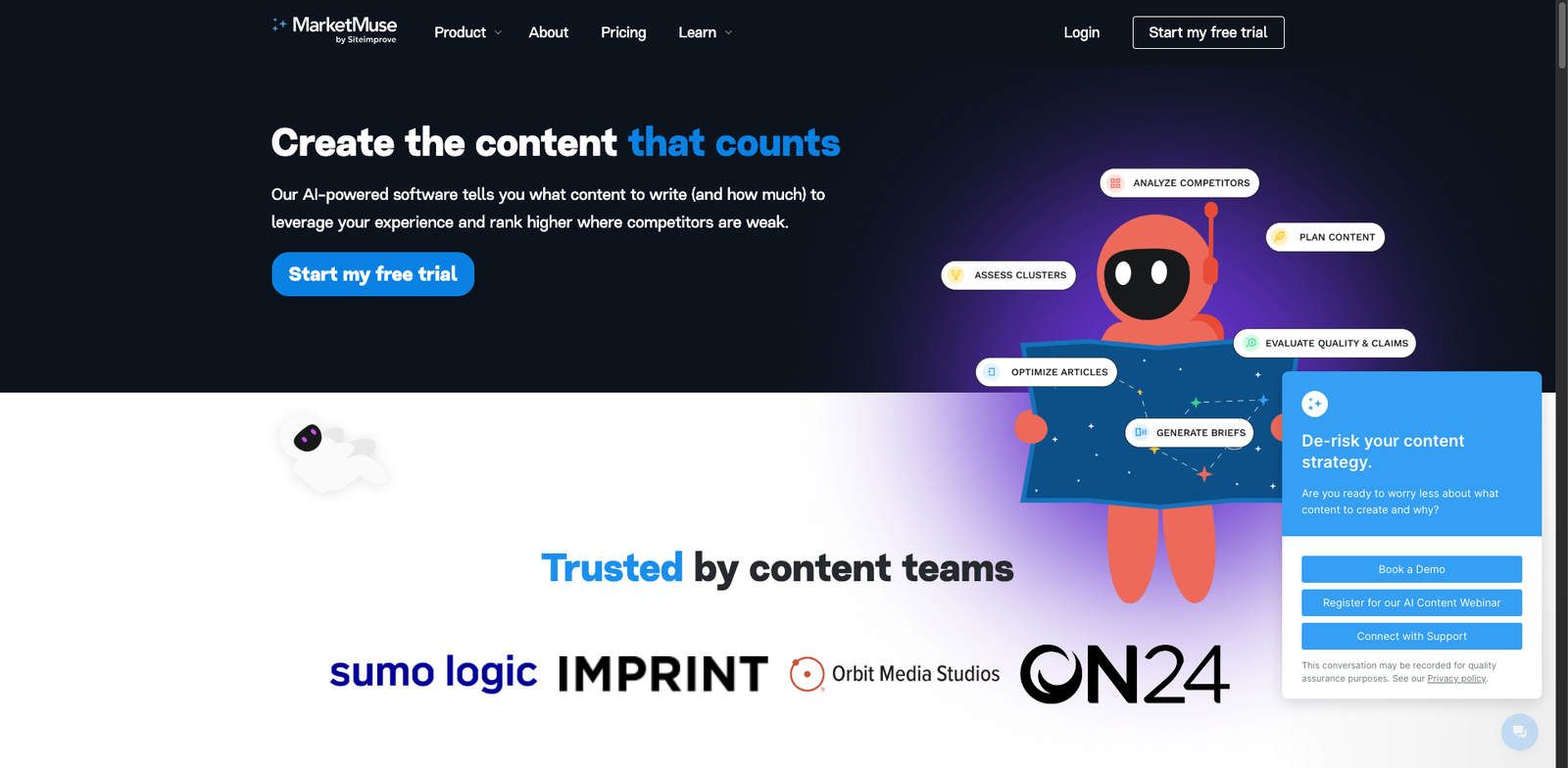 MarketMuse homepage
