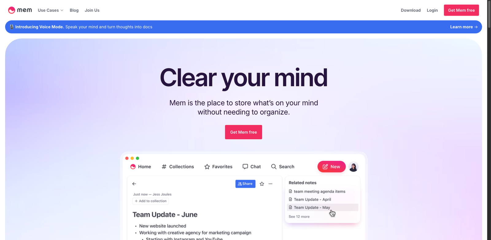 Mem.ai homepage