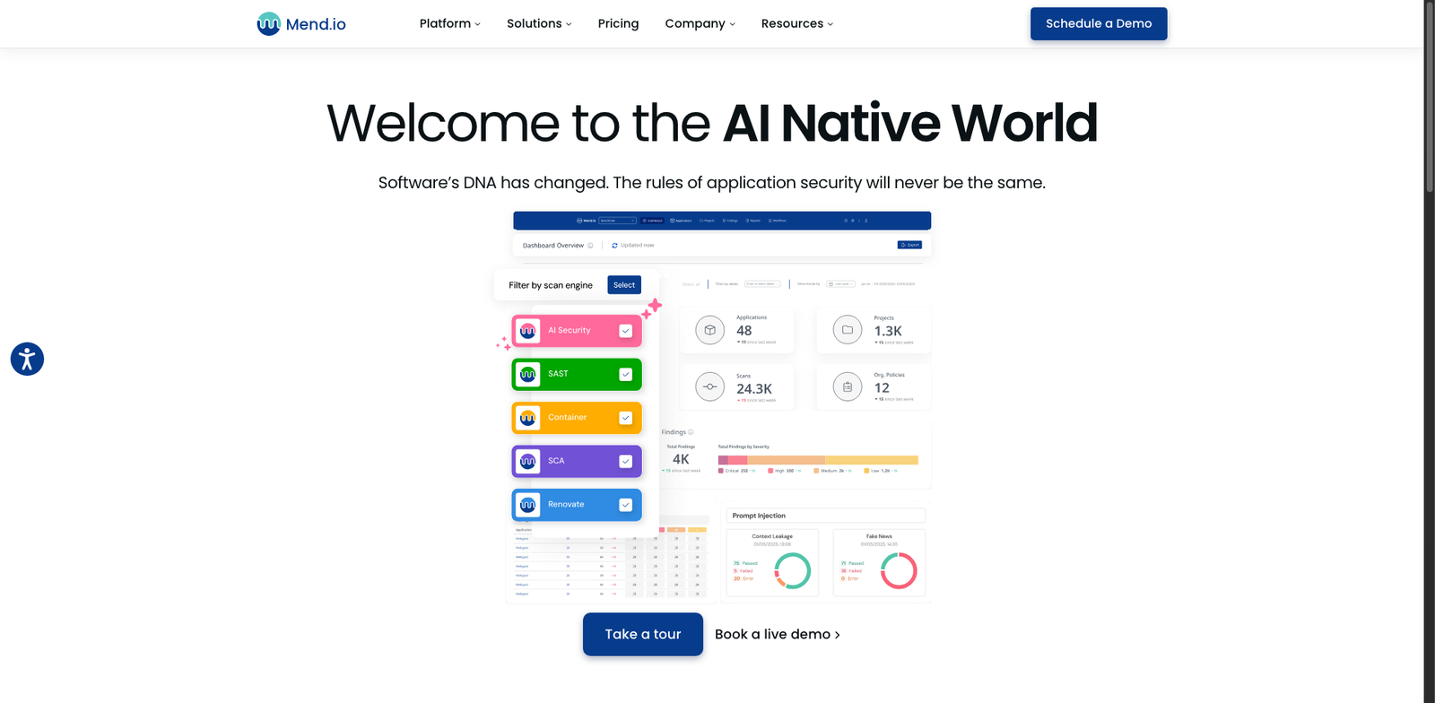 Mend.io SAST homepage