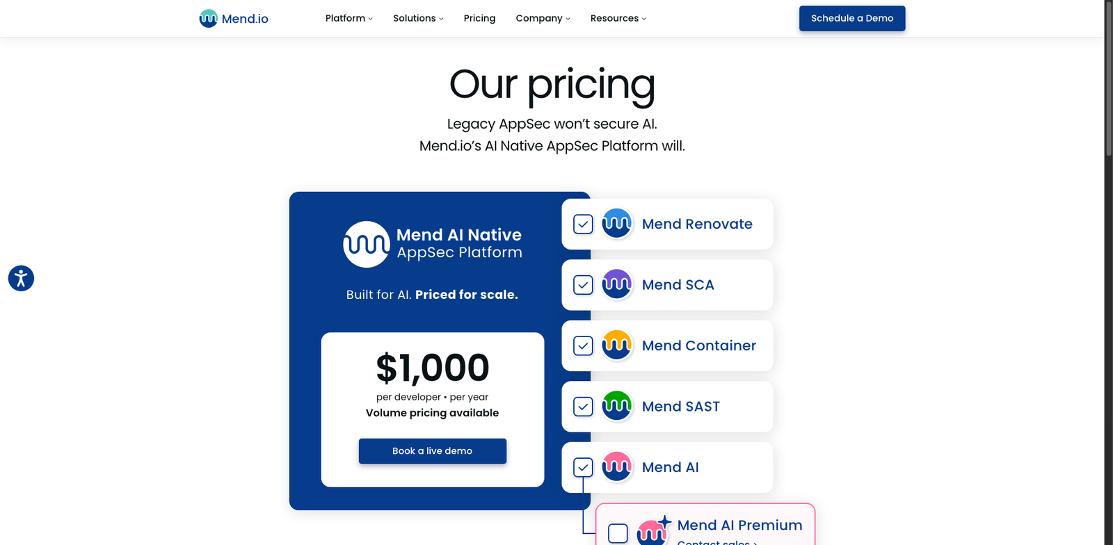 Mend.io SAST pricing