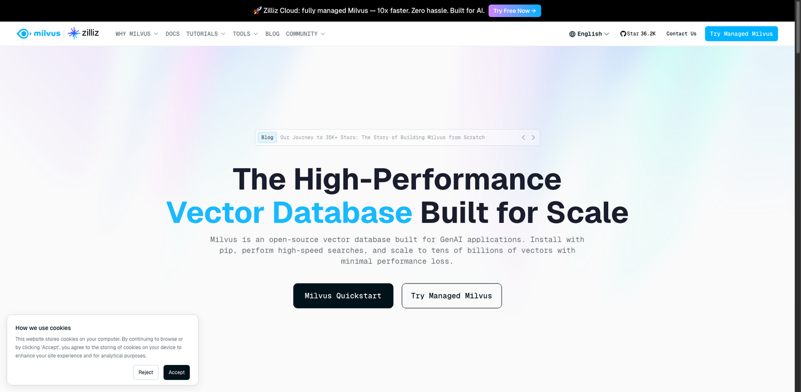Milvus homepage