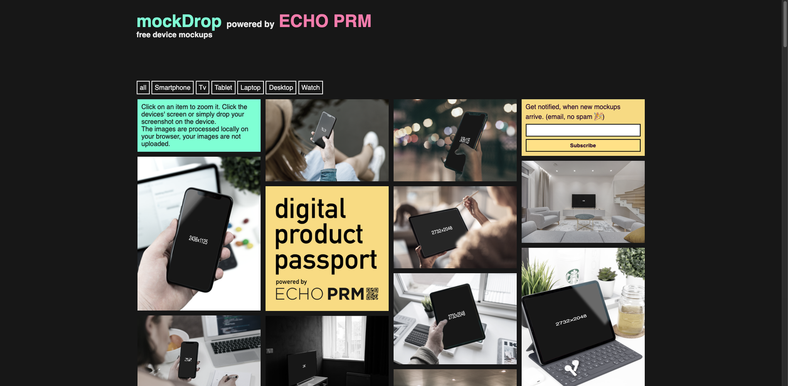 MockDrop homepage