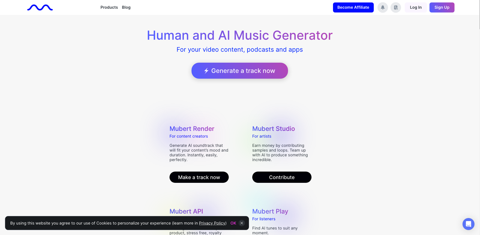 Mubert homepage