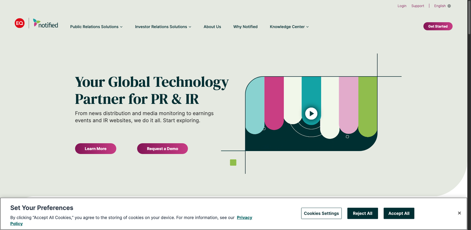 Notified IR Cloud homepage