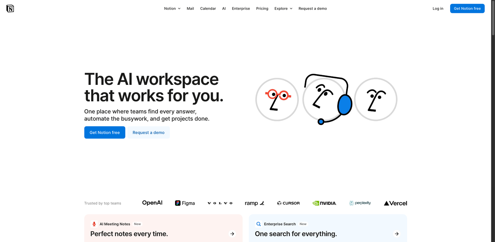 Notion Projects AI homepage
