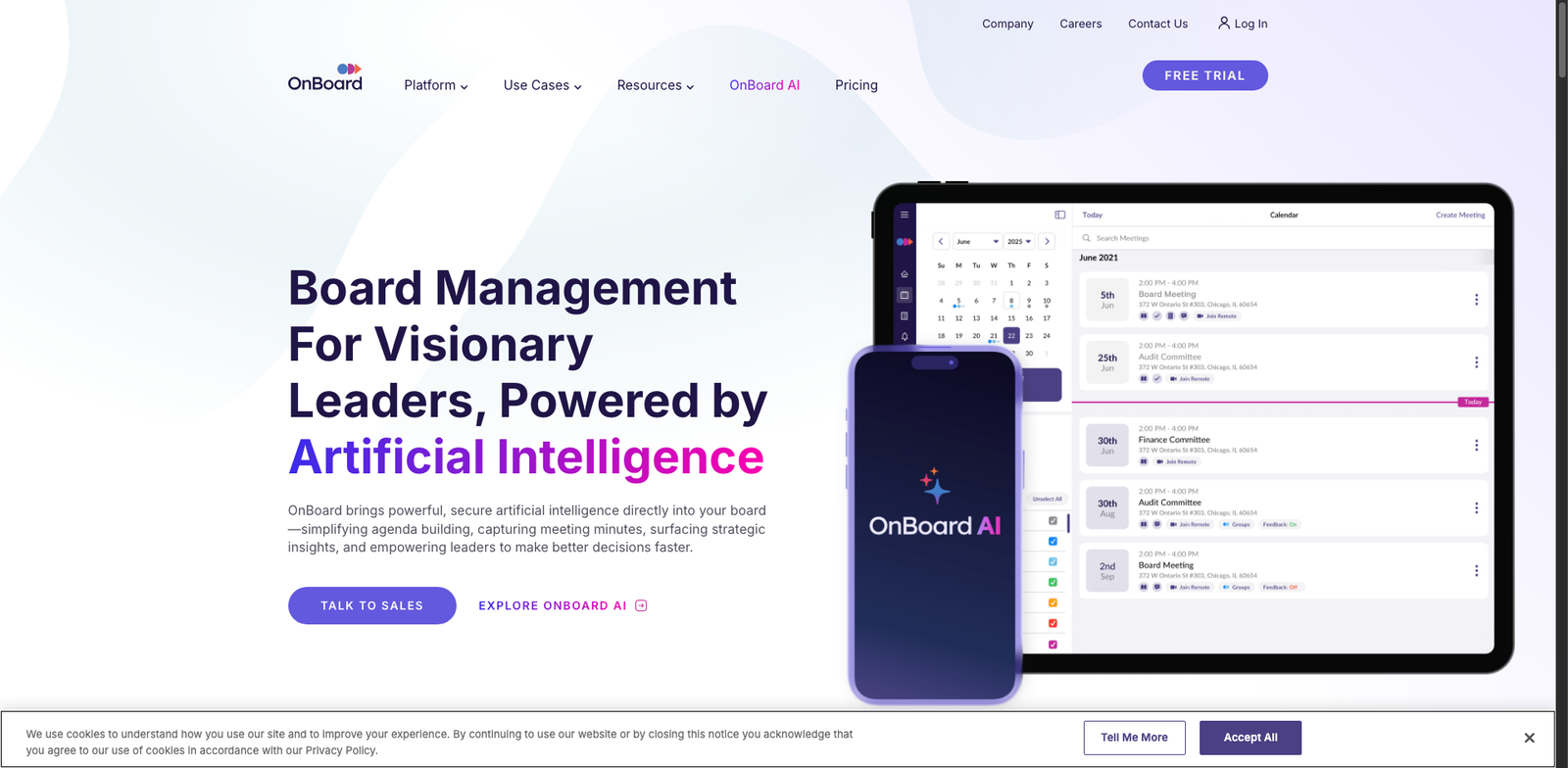 OnBoard homepage