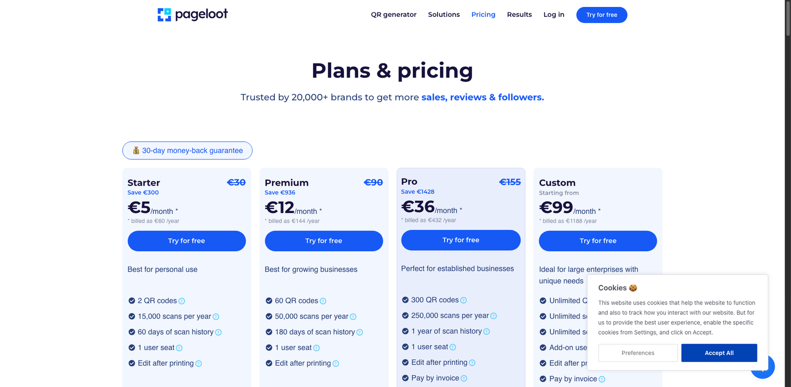 Pageloot Spend pricing