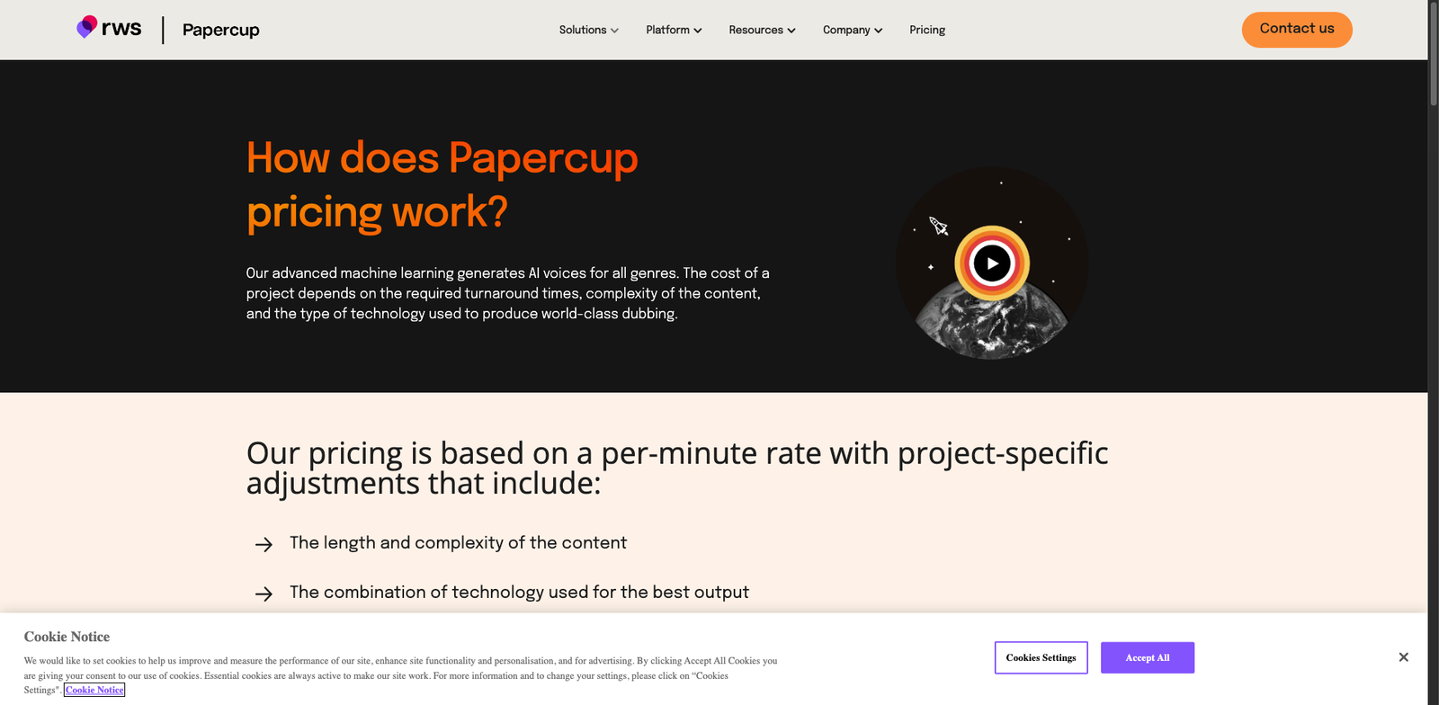 Papercup pricing