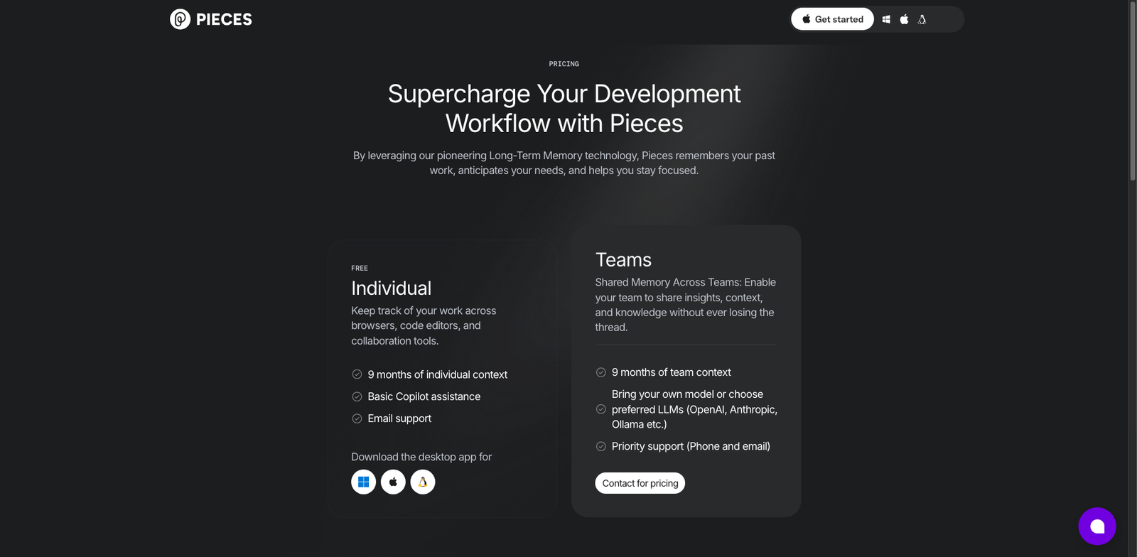 Pieces Copilot pricing