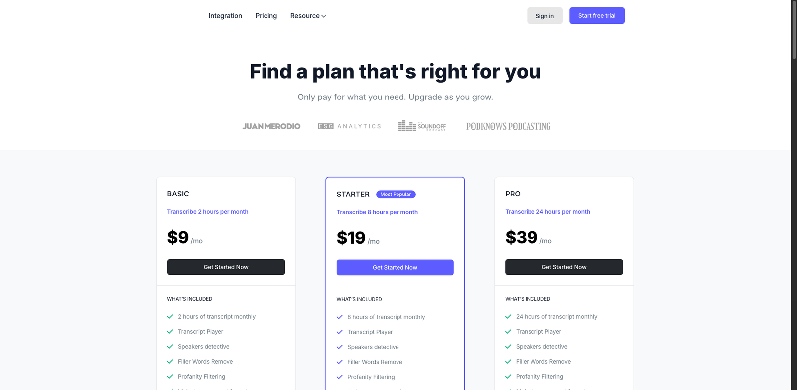 Poddin.io pricing