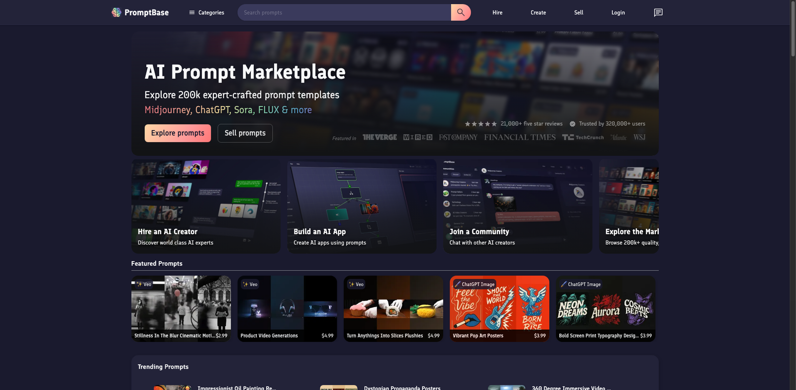 PromptBase homepage
