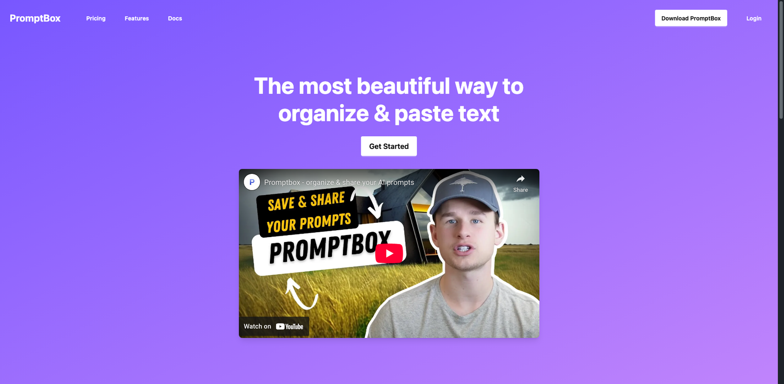 PromptBox homepage