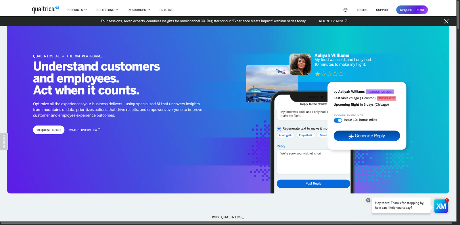Qualtrics XM Discover homepage