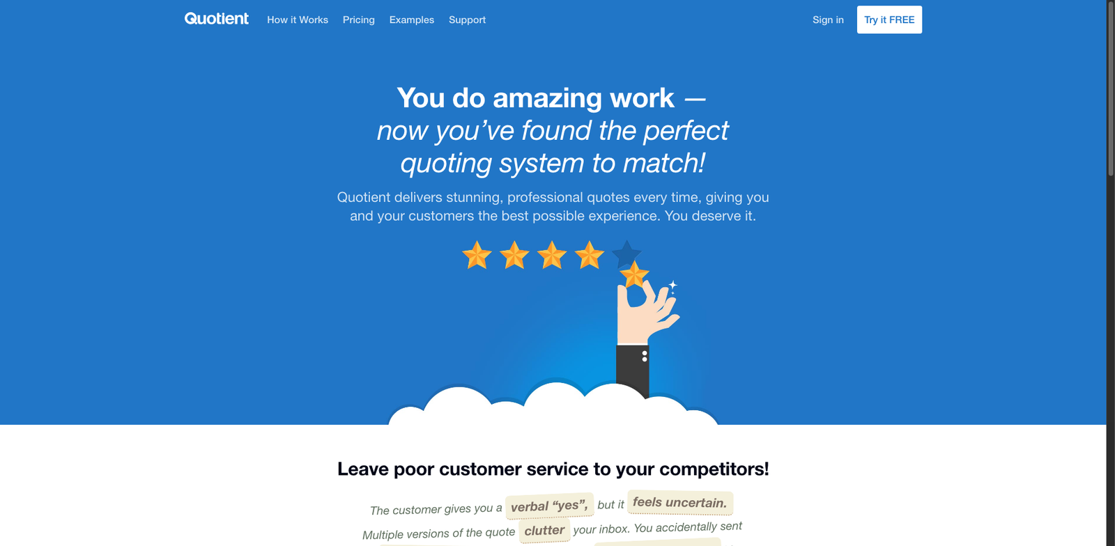 Quotient.app Smart Quote homepage