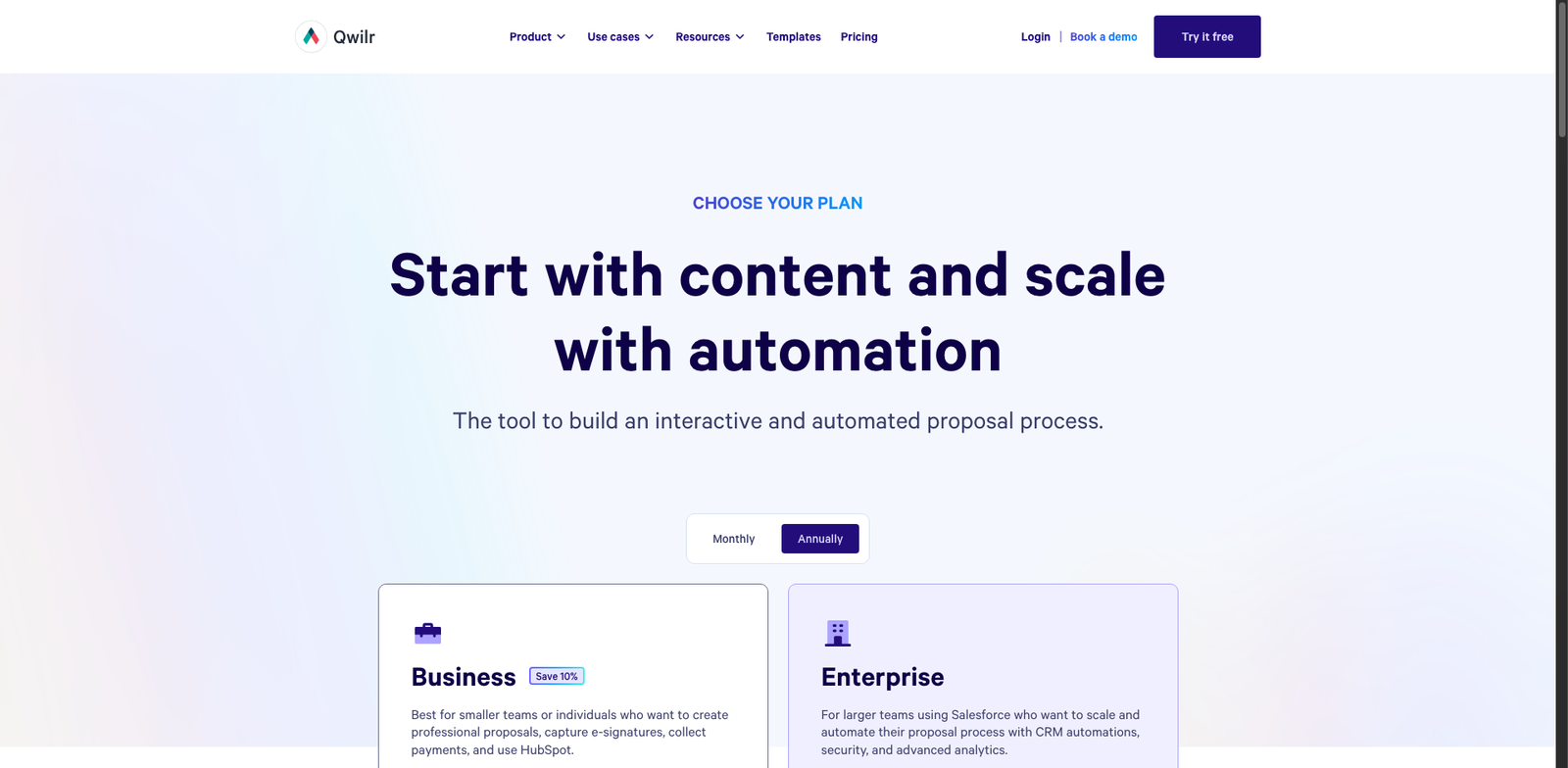 Qwilr AI Proposal pricing