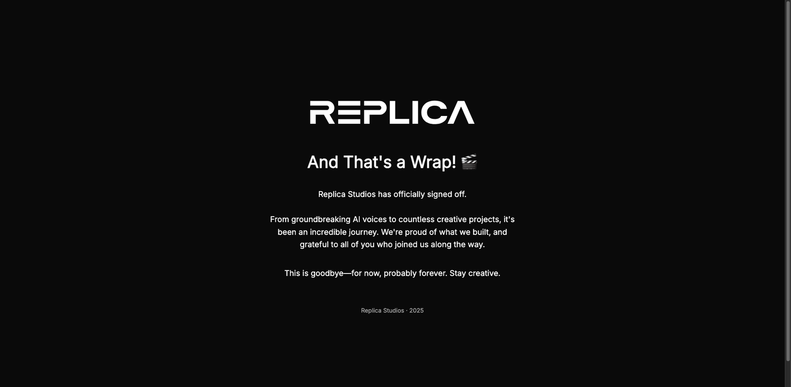 Replica Studios homepage