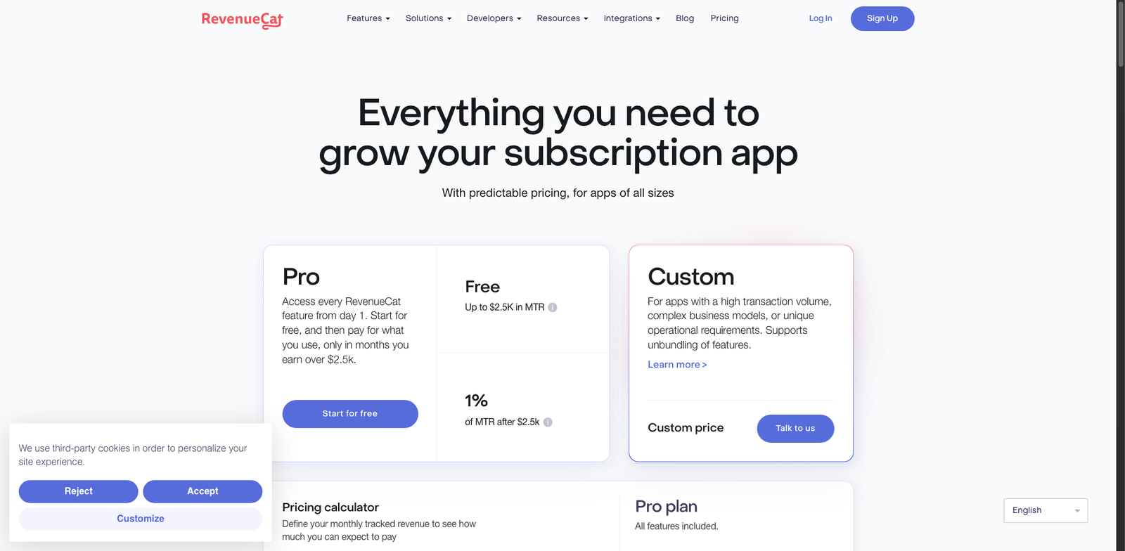 RevenueCat pricing