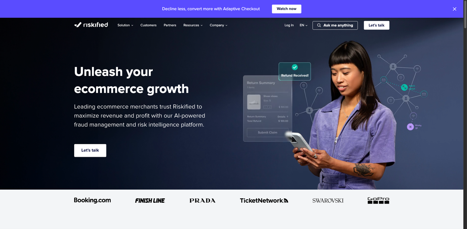 Riskified homepage