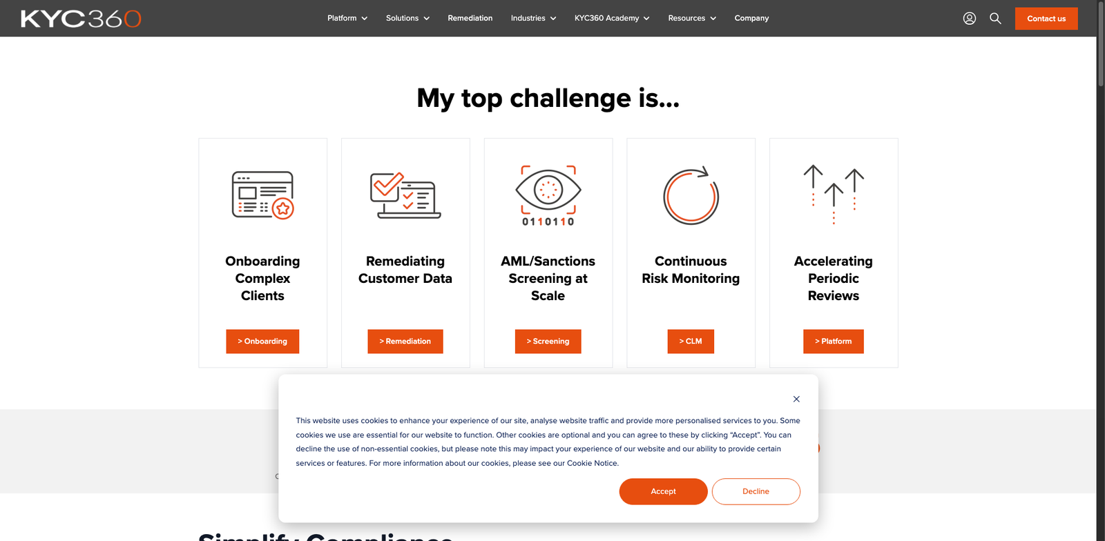 RiskScreen RegCheck homepage