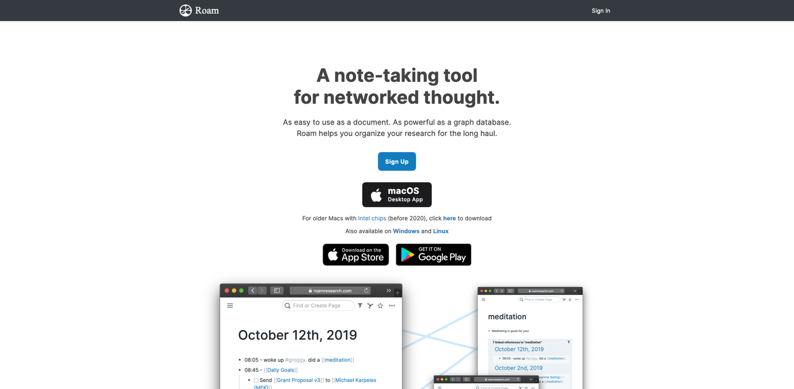 Roam Research GPT homepage