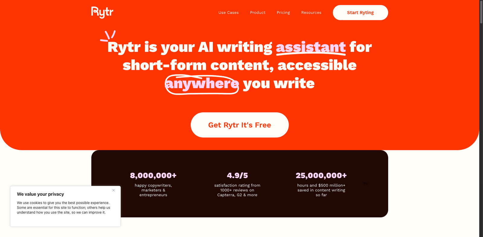 Rytr Music homepage