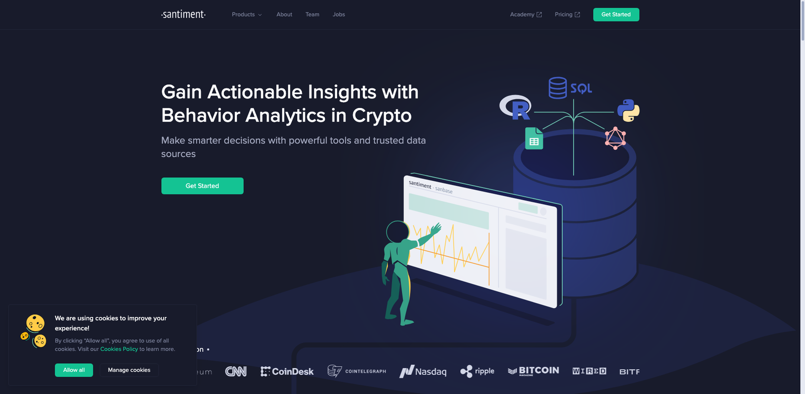 Santiment homepage