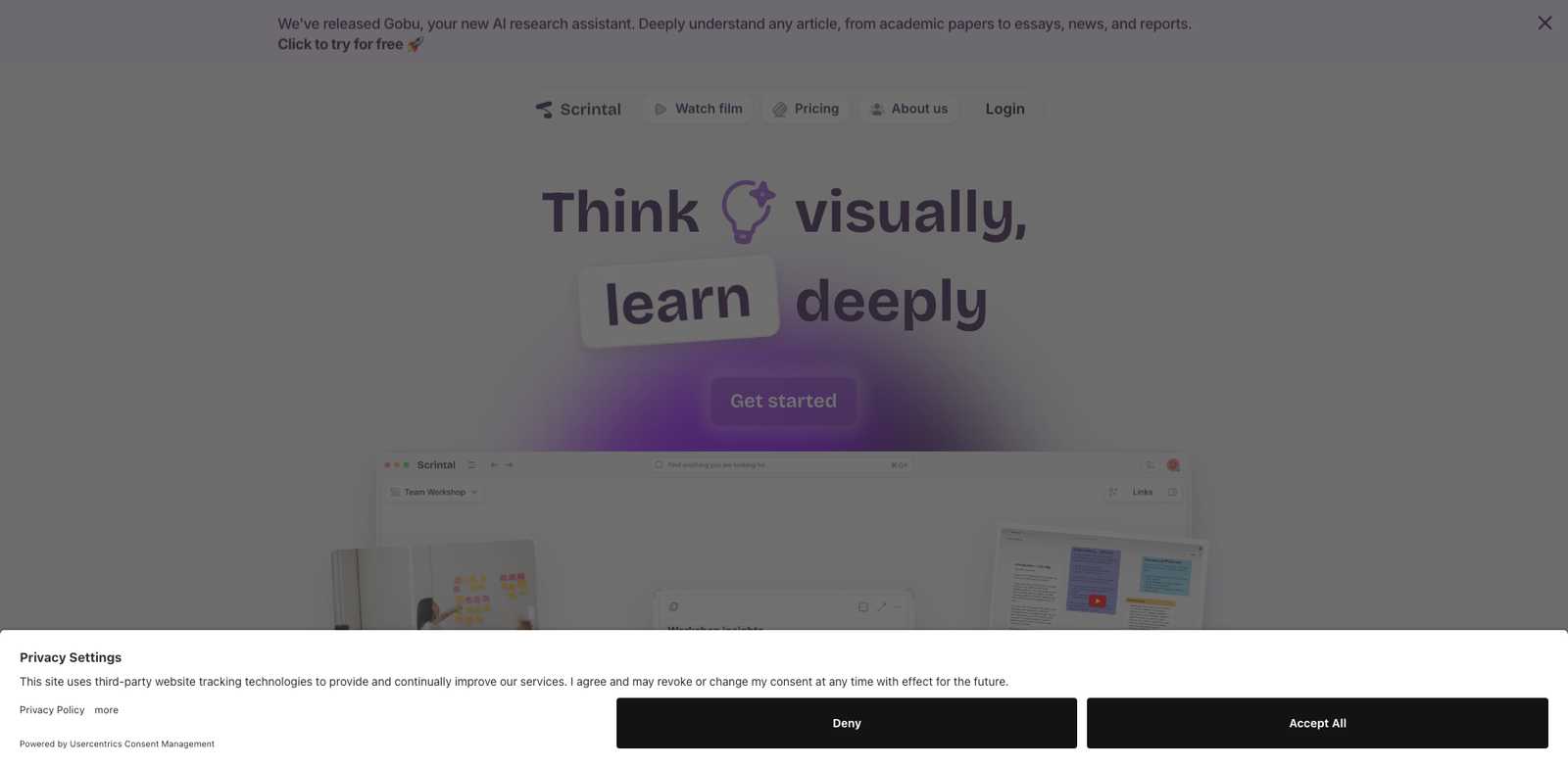 Scrintal AI homepage