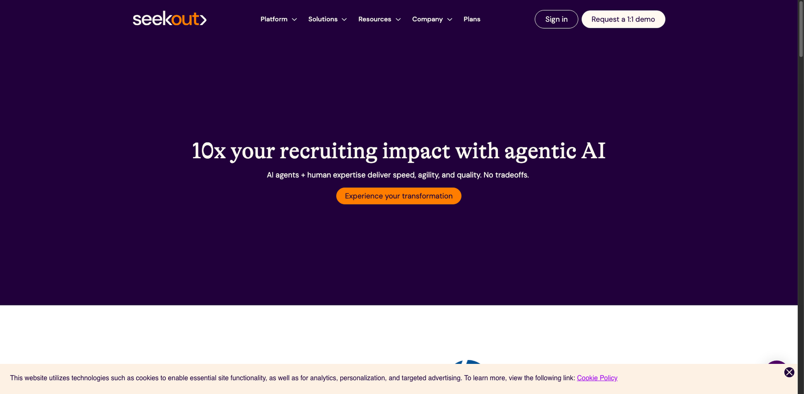 SeekOut homepage