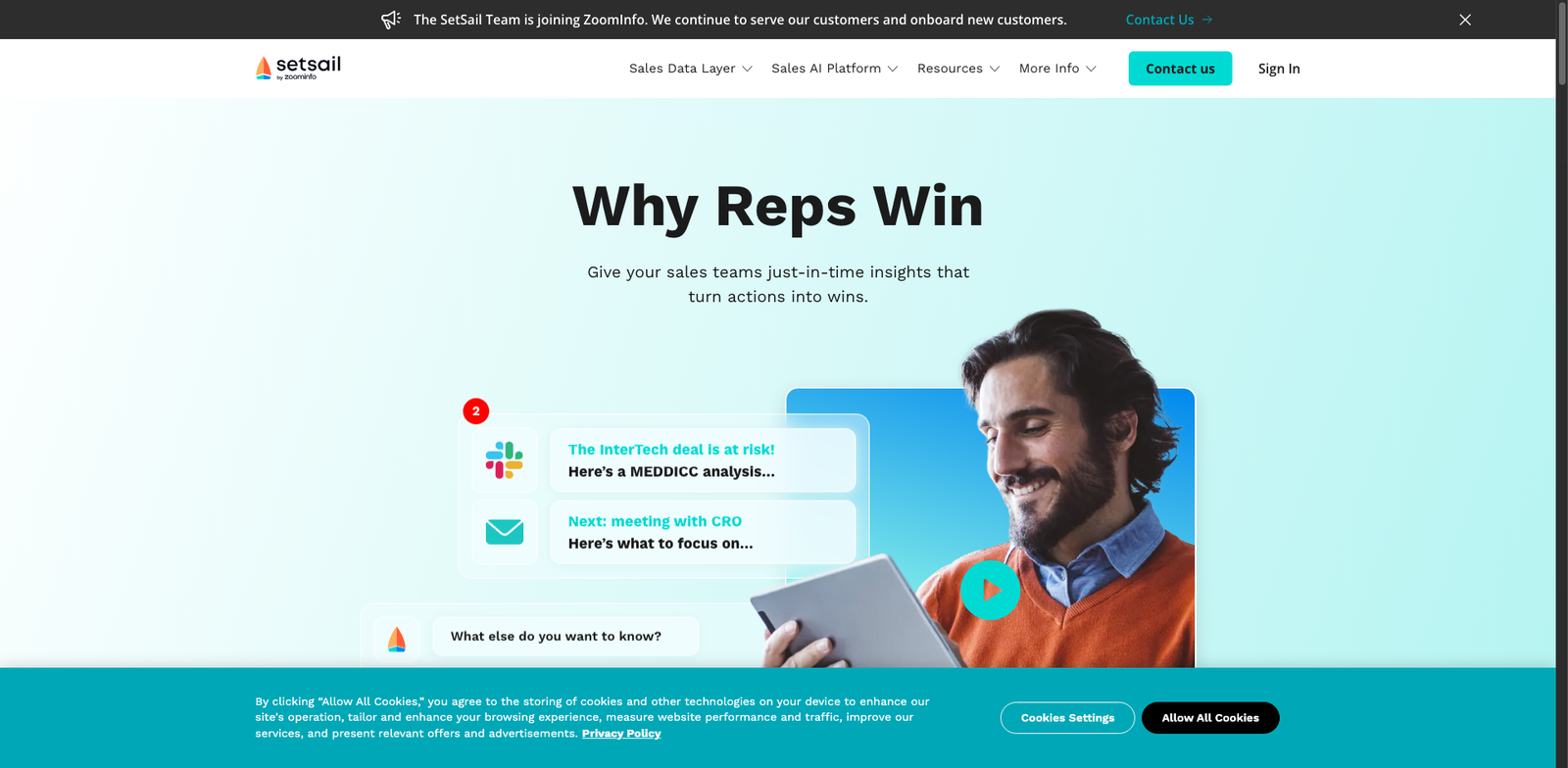 SetSail Signal-based Forecast homepage