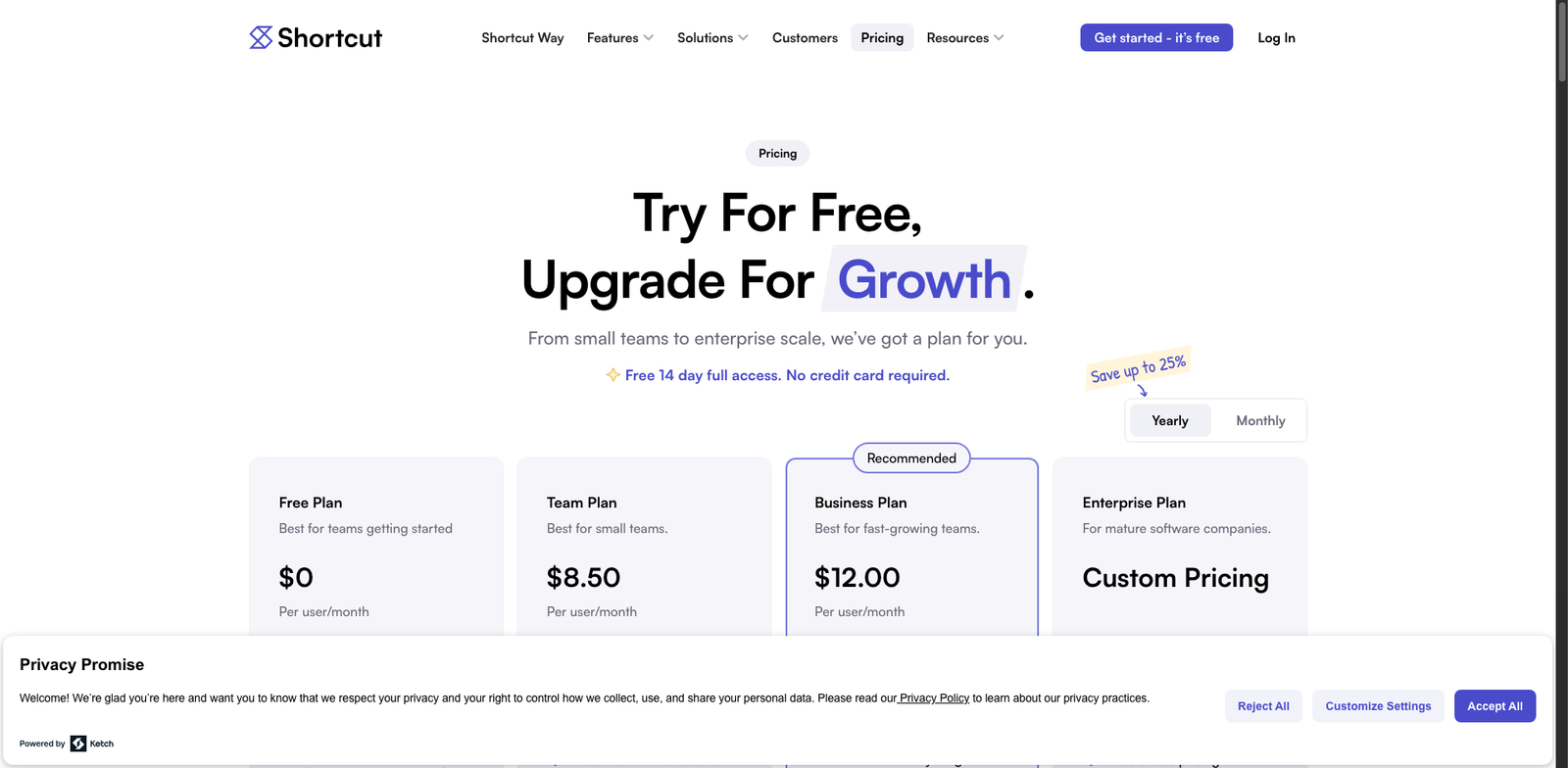 Shortcut AI Planner pricing