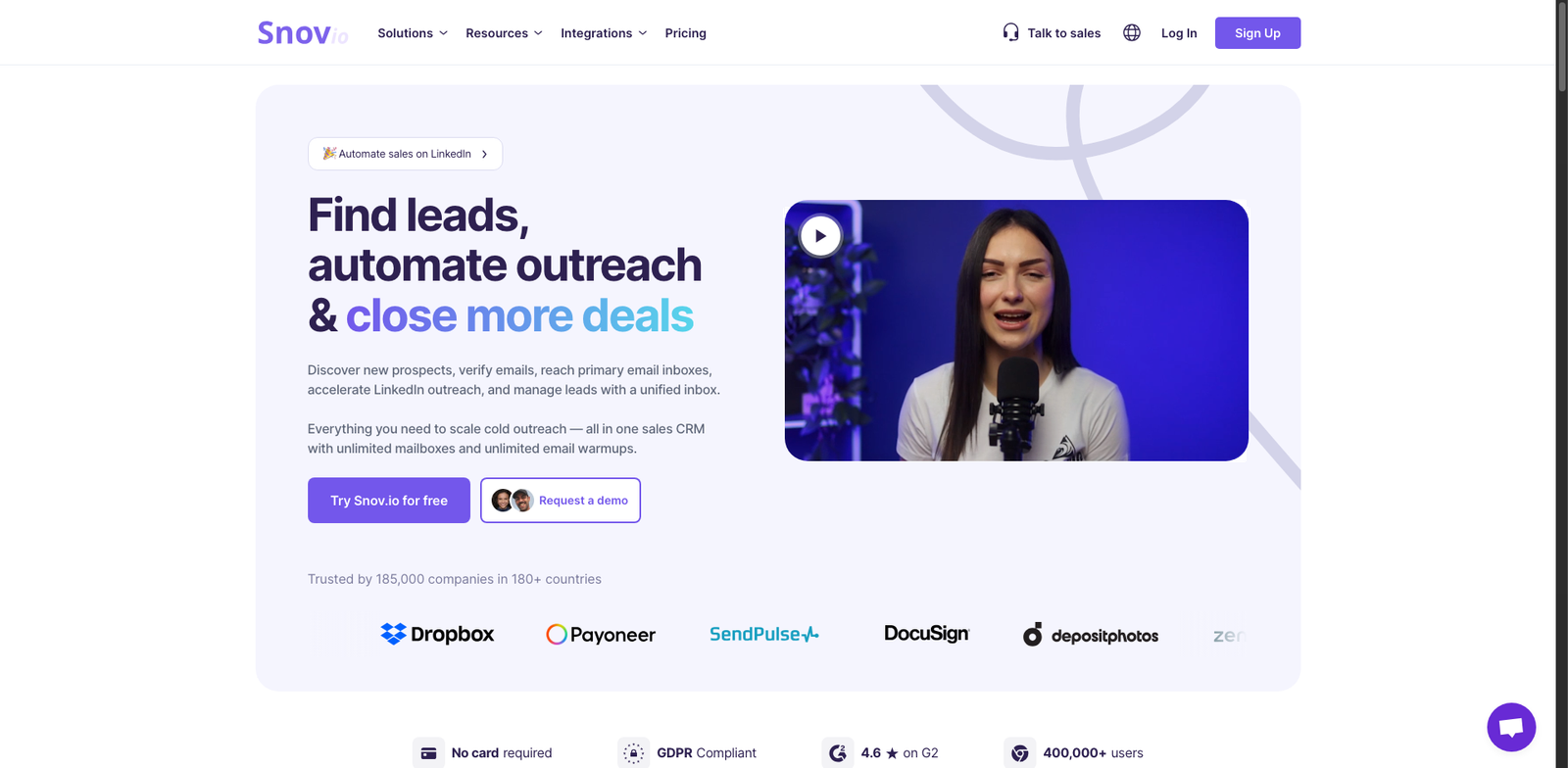 Snov.io Enrichment homepage