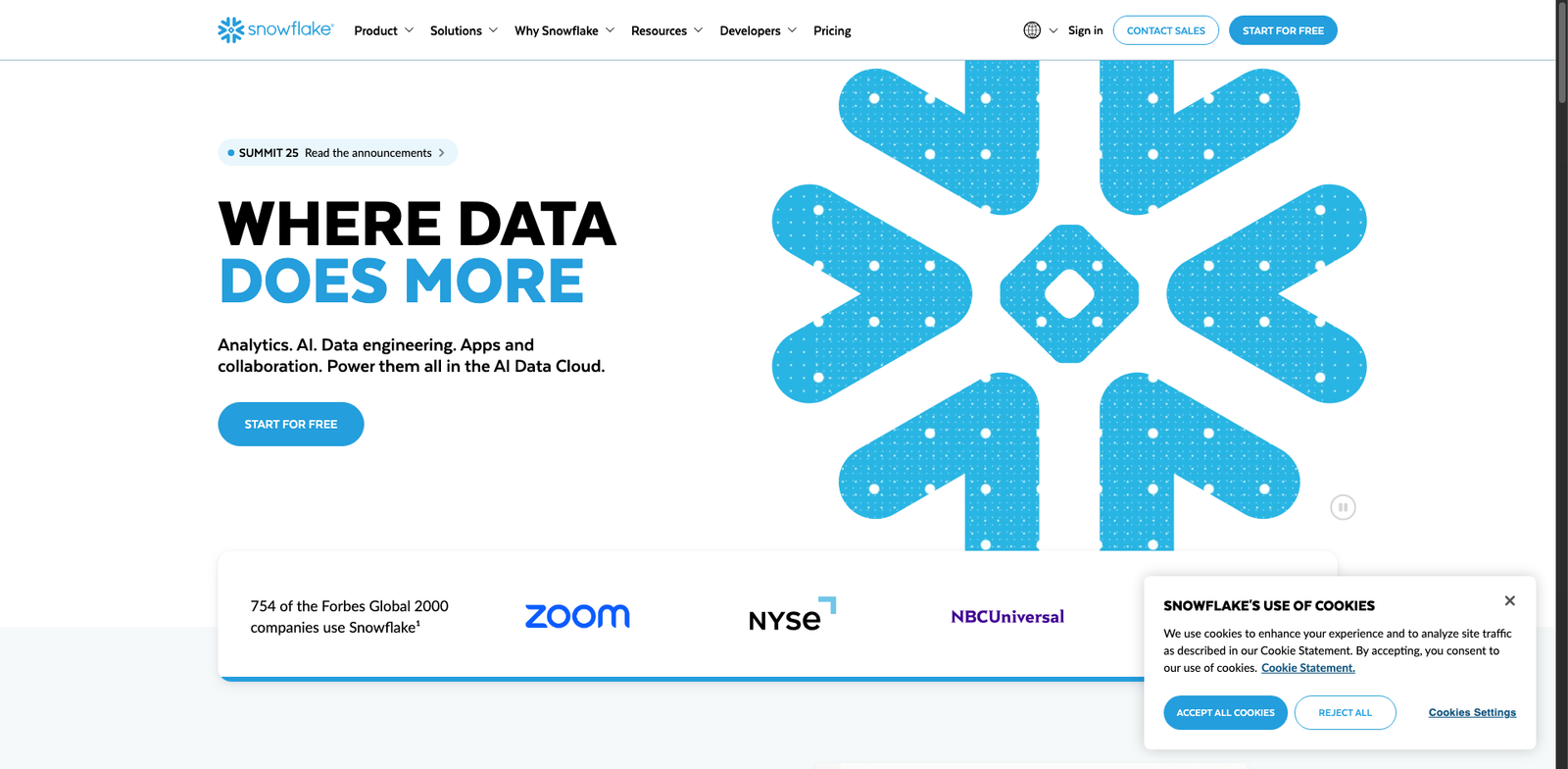 Snowflake Cortex Vector homepage