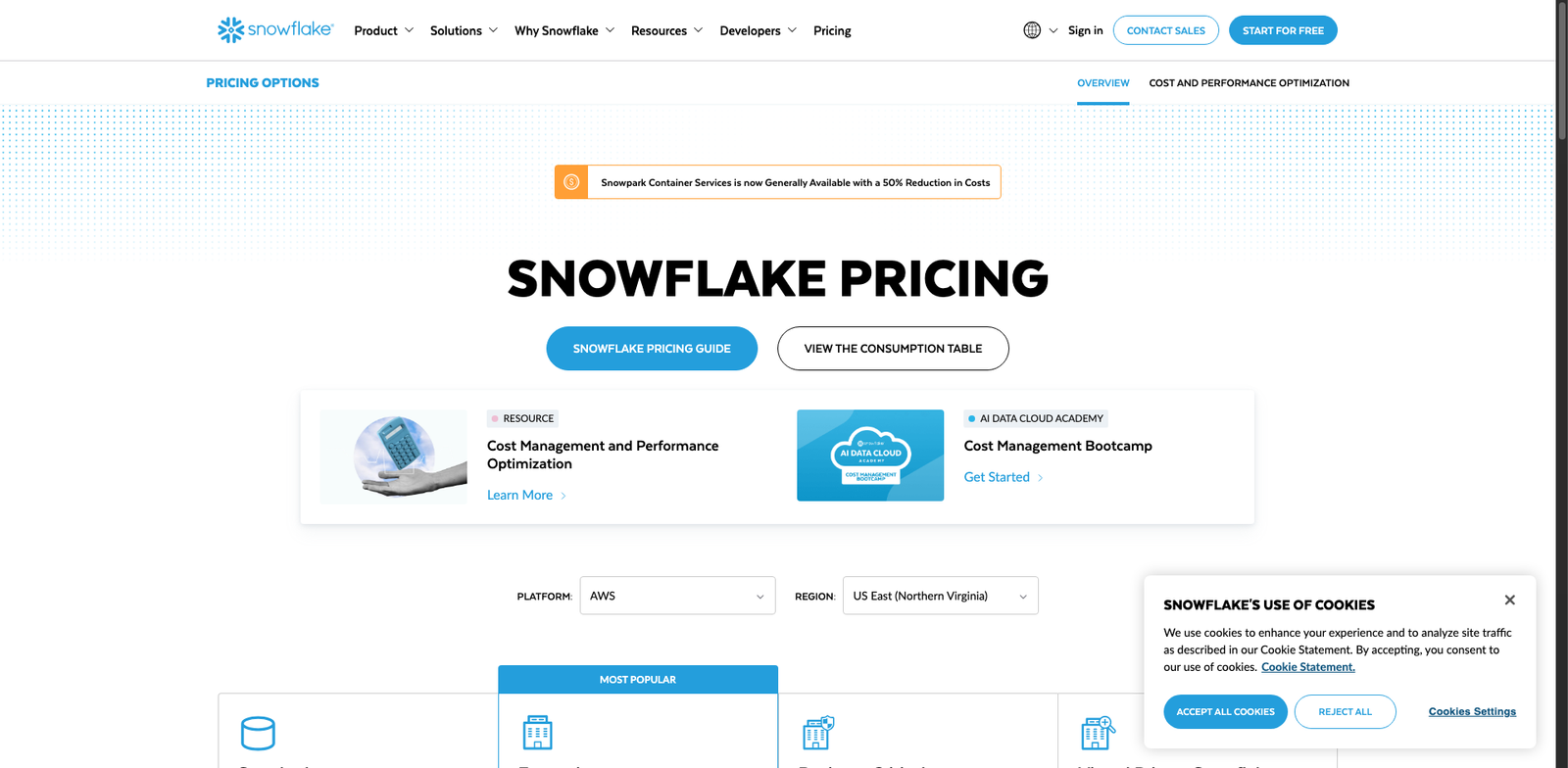 Snowflake Cortex Vector pricing
