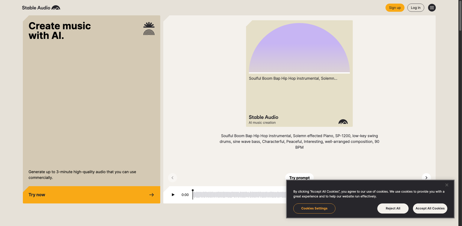 Stable Audio homepage