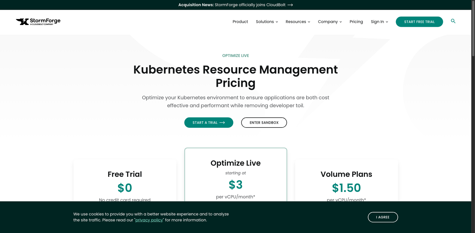 StormForge Optimize pricing