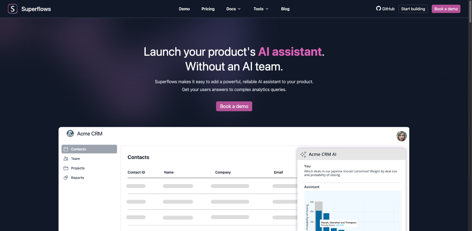 Superflows Gmail Copilot homepage