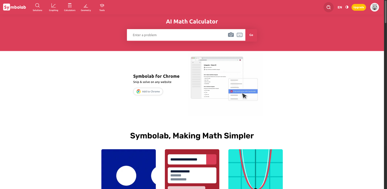Symbolab AI homepage