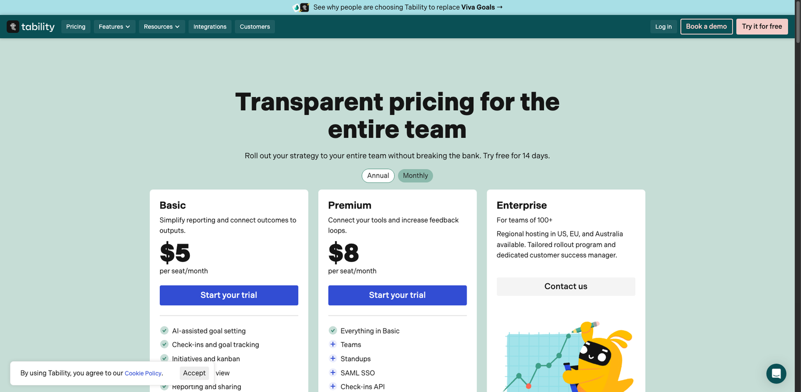 Tability pricing