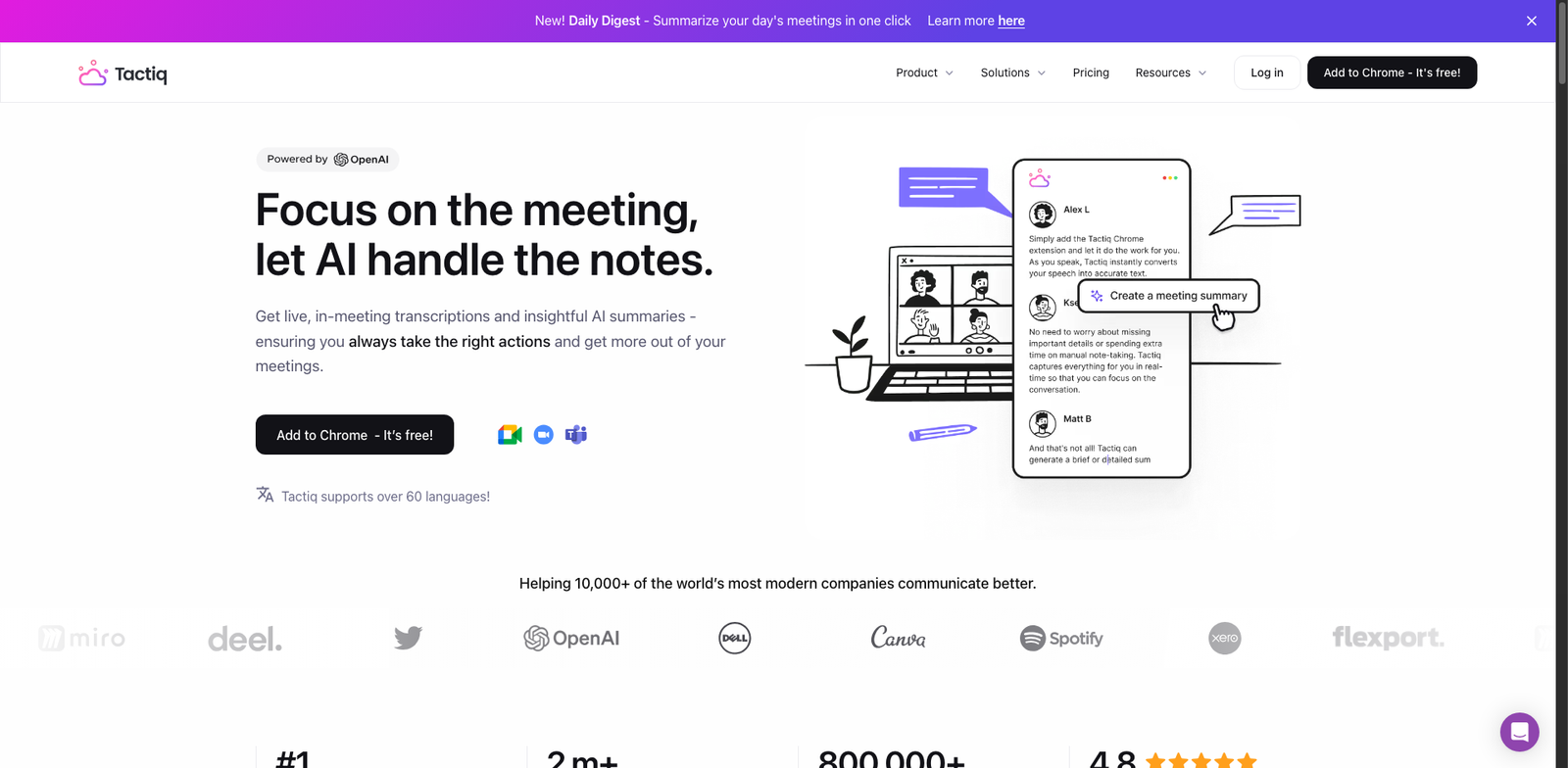 Tactiq AI homepage