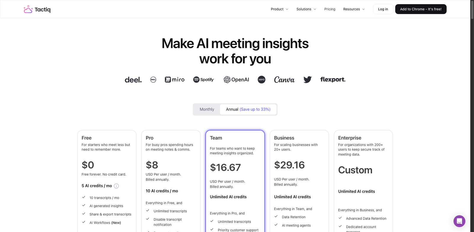 Tactiq AI pricing