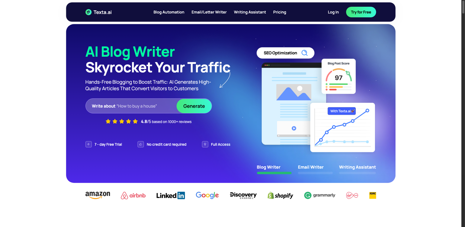 Texta.ai Emails homepage
